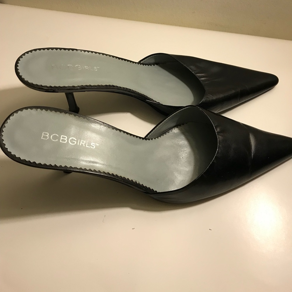 BCBGirls Sleek Black Leather Mule
